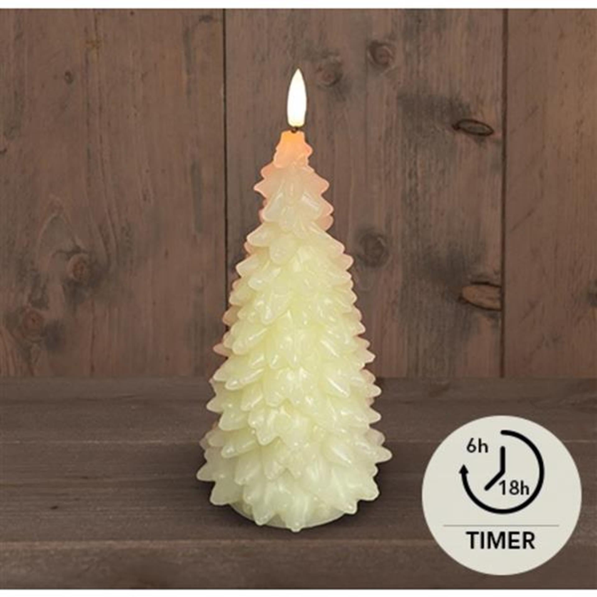 Anna's collection LED candle wax Christmas tree ivory 9.5x20cm