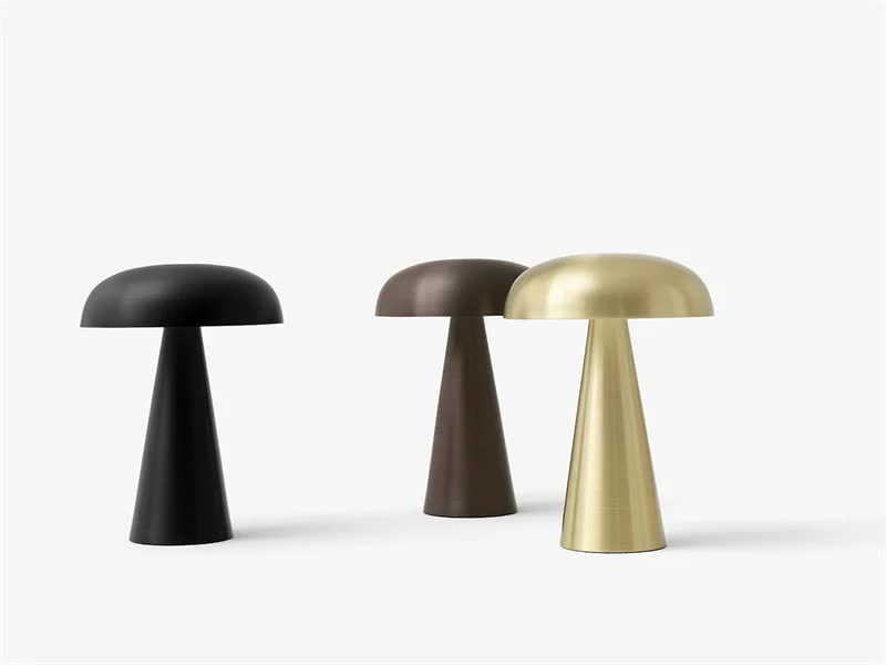 Bronze Metal Mushroom Table Lamp - Rechargeable Touch Control Ambient Light with Remote-2