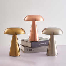 Bronze Metal Mushroom Table Lamp - Rechargeable Touch Control Ambient Light with Remote-3