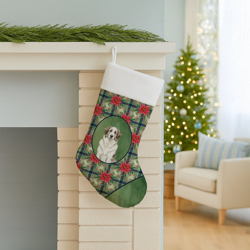 Badger Great Pyrenees Christmas PoinsettIas Holiday Stocking